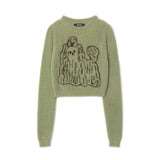 Women Sweater Short Sweater Girls' Autumn round Neck Long Sleeve Wool Casual