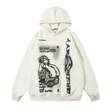 Men Hoodie Line Figure Printed Hoodie Loose Casual Long Sleeves Pullover Hoodie
