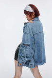 Unisex Jacket Autumn Stitching Zipper Denim Coat Women's Clothing