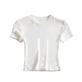 Women Cotton T Shirt Summer round Neck Short Sleeves