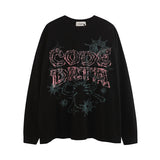 Men Long Sleeve Shirt Graffiti Letter Printed Long Sleeve T-shirt Men and Women Casual All-Matching