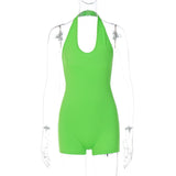 Women Jumpsuit Summer Fashion Sexy Halter Slim Fit Bodysuit