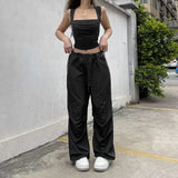 Women Pants Blue Loose Sports and Leisure Woven Wide-Leg Pants for Women Summer