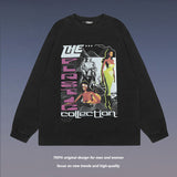 Men Long Sleeve Shirt Washed Long Sleeve Bottoming T-shirt Men and Women Ins