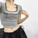 Women T-Shirt Embroidered Pattern Slim-Fit Top Slimming Short-Sleeved T-shirt
