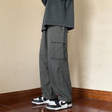 Men Sweatpants Gray Overalls Men's Autumn Loose Wide Leg Leisure