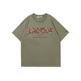 Men T Shirt Camouflage Print Distressed Short Sleeve T-shirt Male and Female Trendy Brand Couple