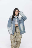 Unisex Jacket Autumn Gradient Pocket Denim Jacket Women's Clothing
