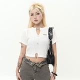 Women Sweater Short Sleeve Knitwear T-shirt Slim-Fit Crop-Top