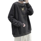 Men Hoodie Sweater Men's Autumn Loose Hong Kong Style round Neck Bottoming Shirt
