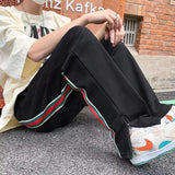 Men Sweatpants Striped Sports Pants Men's Fashion Brand Hip Hop Loose Wide Leg