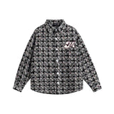 Unisex Jacket Autumn Plaid Letters Embroidered Jacket Women's Clothing
