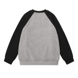 Men Hoodie Raglan Sleeve Crew Neck Pullover Sweatshirt Stitching Five-Pointed Star Printed Spring and Autumn Loose Top