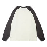 Men's Long Sleeve Shirt Contrast Color Ragged Sleeve Long Sleeve T-Shirt Men's and Women's Lazy Wind
