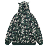 Men Fleece Lined Hoodie Camouflage Cardigan Sweater Men's Autumn and Winter High Street Zip Long Sleeve Coat