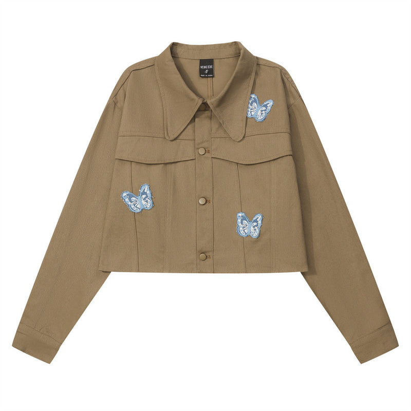 Women Long Sleeve Shirt Women's Street Tide Brand Loose Lapels Stitching Pure Cotton Shirt