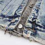 Men Denim Jacket Men's Stitching Wash Loose-Fitting Denim Clothes Coat