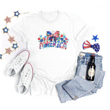 National Flag Day T Shirts Summer round Neck T-shirt Women's Short Sleeve Independence Day Women