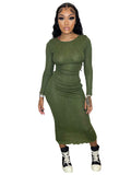 Women Dresses Women Autumn Crew Neck Long Sleeve Casual Dress