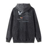 Men Hoodie Peace Dove Printed Washed Distressed Hooded Sweaters Menswear