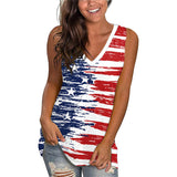National Flag Day T Shirts Vest Female Loose Sleeveless T-shirt Independence Day