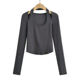 Women's T-Shirt Top Women's Slim-Fit Short Knitted T-shirt