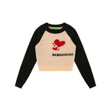 Women Sweater Color Matching Sweater O-neck Short Girls' Autumn Casual Sweater