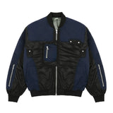 Men Cotton Loaded Jacket Coat Color Contrast Patchwork Jacket Coat Men's Loose Zip Motorcycle Cotton-Padded Jacket