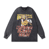 Men Long Sleeve Shirt Printed Loose Long Sleeves T-shirt Men and Women Vintage