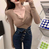 Women's Long Sleeve Shirt Spring Long Sleeve Half-Open Collar Bottoming Shirt
