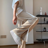 Men Sweatpants Men's Summer Vertical Stripes Apricot Casual Pants