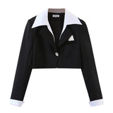 Women Skirt Color Matching Suit Women's Suit Pleated Skirt
