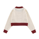 Women Sweater Short round Neck Knitwear Spring and Autumn Women's Color Matching Long Sleeve