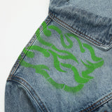 Men Denim Jacket Letter Printing Denim Clothes Jacket Male Vibe Loose Denim Jacket