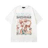 Men T Shirt Anime Print Short Sleeve T-shirt Vintage Loose Couple