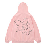 Men Hoodie Butterfly Printed Hoodie Men's Two-Way Zipper Cardigan Sweater Spring and Autumn