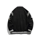 Varsity Jacket Vintage Spring Solid Color Embroidery Loose