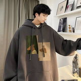 Men Hoodie Hooded Sweater Men's Autumn Loose Couple Sleeve Hoodie Coat