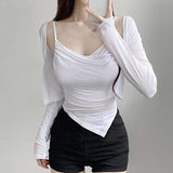 Women Long Sleeve Shirt with Slant-Cut Bottom Long Sleeves Cardigan Jacket
