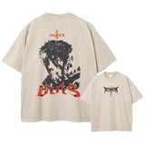 Anime Berserk Guts Acid Tshirt Retro Vintage Washed Graphic
