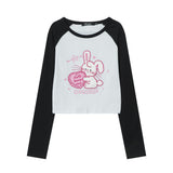 Women Long Sleeve T-Shirt Long Sleeve T-shirt for Girls Fall Color-Blocking Casual Short