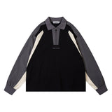 Men Hoodie Lapel Sweater Men's Casual Loose Half Zipper Pullover Long Sleeve Shirt