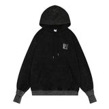 Men Hoodie Distressed Washed Hooded Sweater