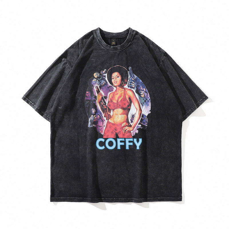 Men T Shirt Short-Sleeved T-shirt Men's Loose Retro Ins Street Couple