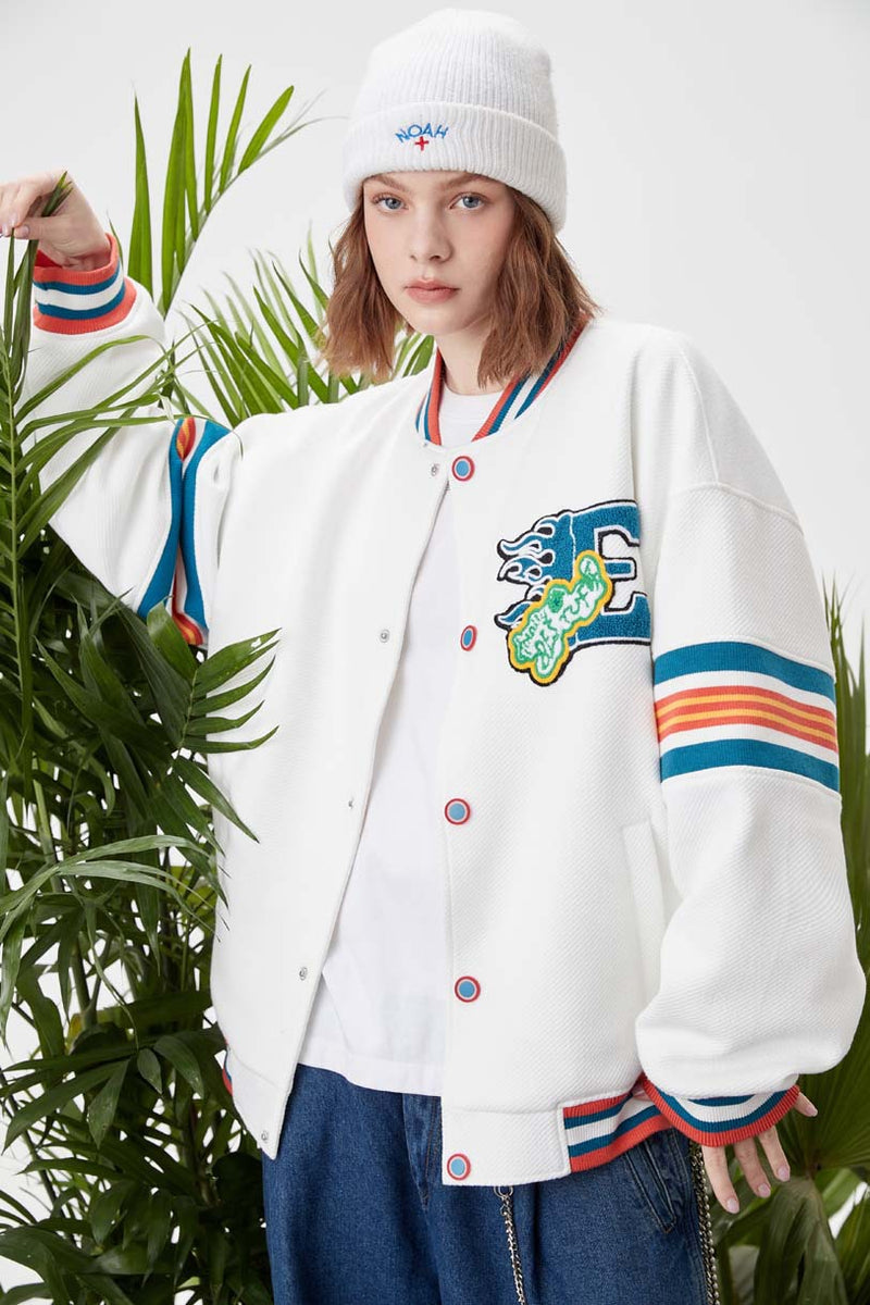 Unisex Jacket Autumn Knitted Patch Baseball Uniform Women's Clothing