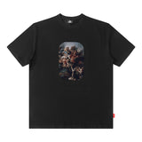 Men T Shirt Summer Retro Portrait Printing round Neck Short Sleeve