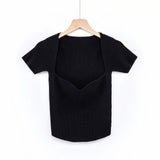 Women T-Shirt Summer Slim Fit Short Sleeve Knitted T-shirt