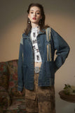 Unisex Jacket Autumn Contrast Color Denim Coat Women's Clothing