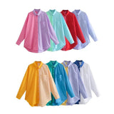Women's T-Shirt Long Sleeve Loose Color Matching Shirt