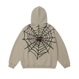 Men Hoodie Spider Web Printed Hooded Jacket Men's Cardigan